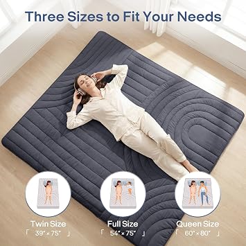 ZonLi Japanese Floor Mattress Futon Mattress Twin Size, Thicken Roll Up Tatami Mat Washable Cover, Portable & Foldable Floor Bed Mattress for Sleeping, Dormitory, Adult