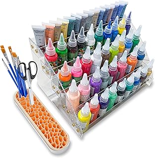 Acrylic Paint Organizers And Storage Acrylic Paint Storage With Paint Brush Holder 5-layer, Acrylic Paint Storage Organizer For Acrylic Painting, Paint Storage Rack