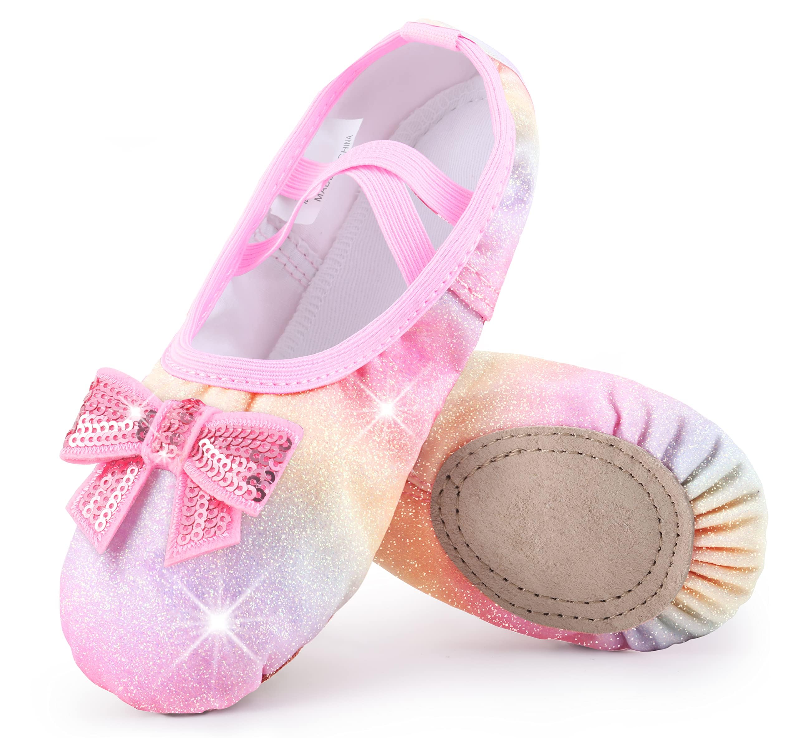 Mulnall Mädchen Ballettschuhe Kinder Ballettschläppchen Schuhe Yoga Tanzschuhe für Tanz Praxis Split-Sohle No-Tie (Kleinkind/kleines Kind/großes Kind)