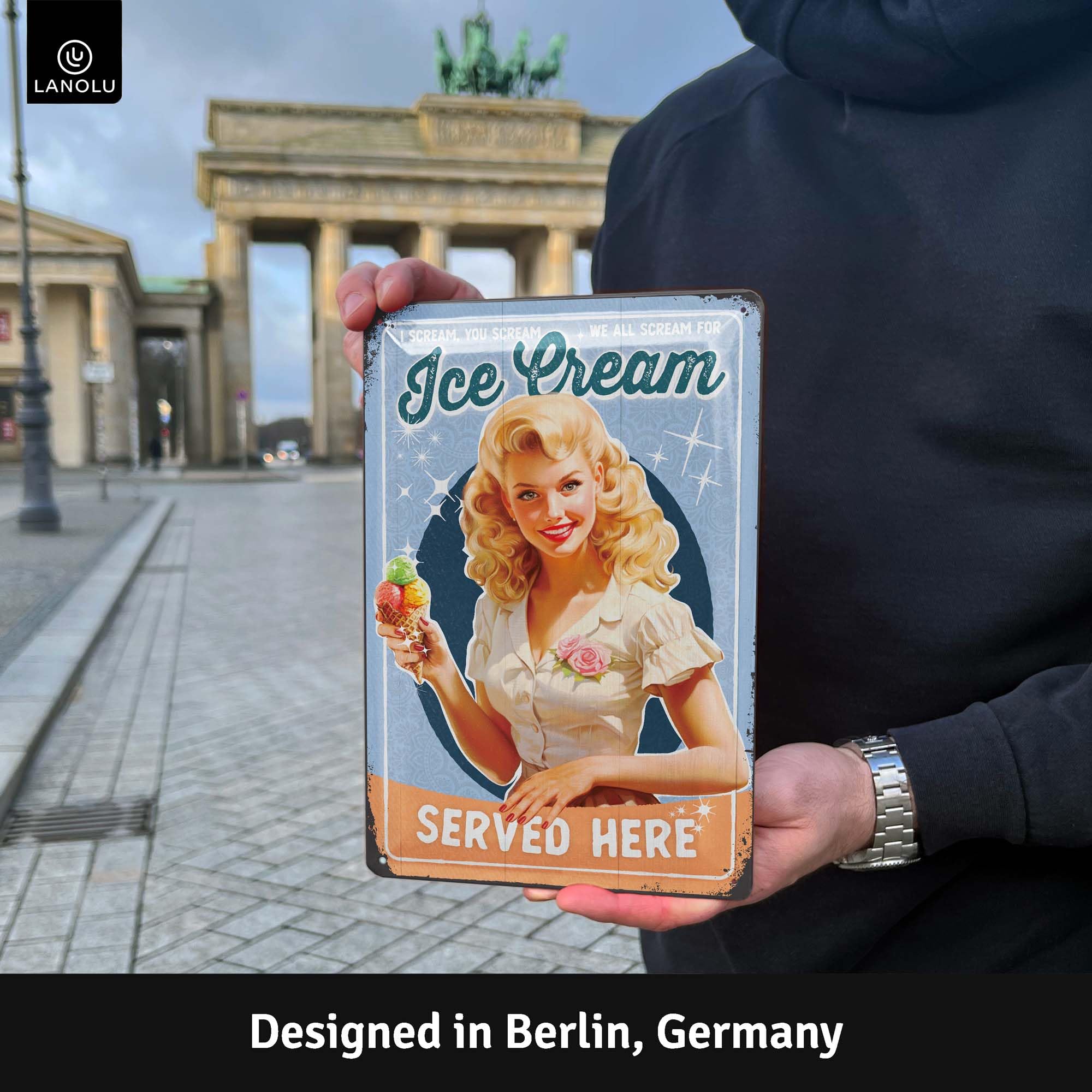 Amazon.com: LANOLU Vintage Tin Sign Retro Diner Decor ICE CREAM