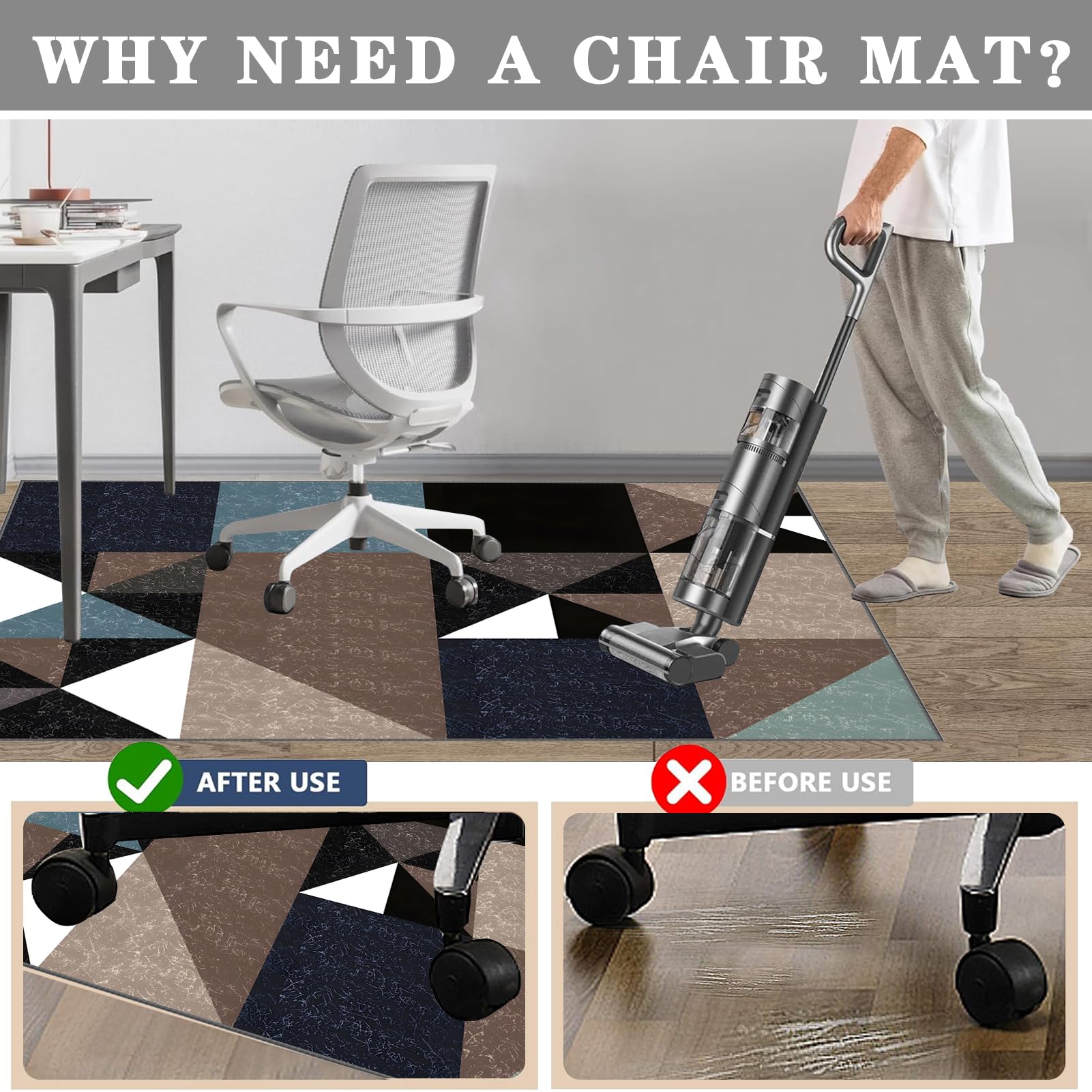 Tapis pour Chaise de Bureau, 200 x 300 cm Chairmat Tapis Protecteur de Sol pour fauteuils de Gaming, Tapis Chaise Gaming, Tapis de Chaise Polyvalent pour la Maison, Tapis Gaming Sol pour Sols Durs