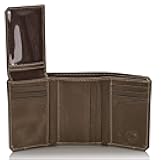 Stealth Mode RFID Blocking Leather Trifold Wallet for Men – Mens Trifold Leather Wallet with Flip Up ID Window, 11 Card Slots, Hidden Pockets, Divided Billfold – Gift Box Included (Grey Crunch)