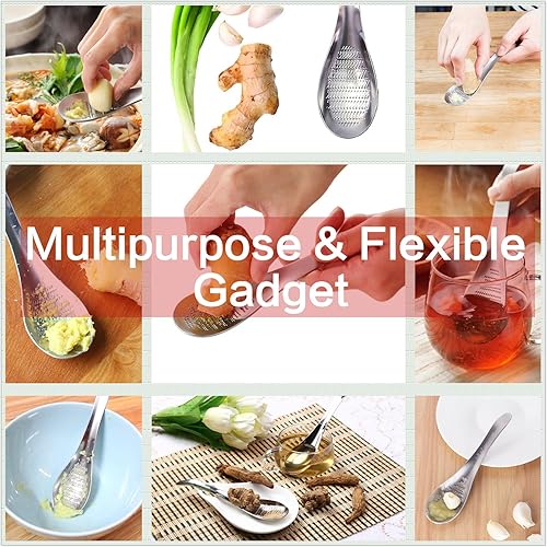 Miniatura 3 de Rallador de jengibre de acero inoxidable Cuchara Limón Zester Rallador de queso Wasabi Jengibre Prensa de ajo inoxidable Gadget