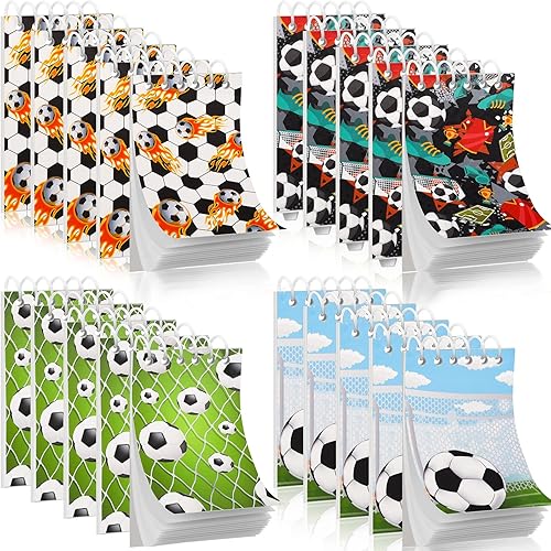 Meanplan 20 blocs de notas deportivas mini cuadernos deportivos recuerdos de fiesta de fútbol, cuaderno de espiral, bloc de notas de fútbol a granel