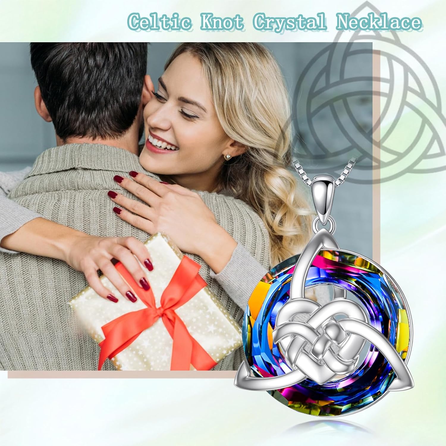 WINNICACA Celtic Love Knot Necklace 925 Sterling Silver Blue/Volcanic Crystal Celtic Necklaces for Women Irish Jewelry Gifts for Women Girls Birthday - Image 3