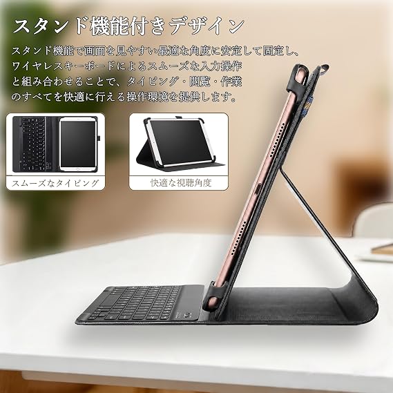 For REDMAGIC Gaming Tablet 5 Pro/REDMAGIC Astra 2/RedMagic Tablet 3 Pro ケース 9.06インチ タブレットケース タブレット用キーボード スタンド機能 分離式キーボード付き ペン収納可能 四隅固定 弾性バンド固定 ペン収納 耐衝撃 PUレザー ブルー