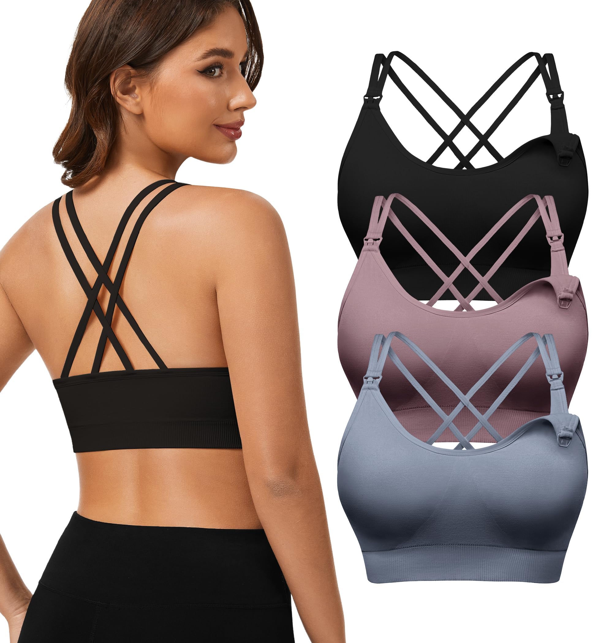 Angelhood Criss-Cross Back Nursing Sports Bra