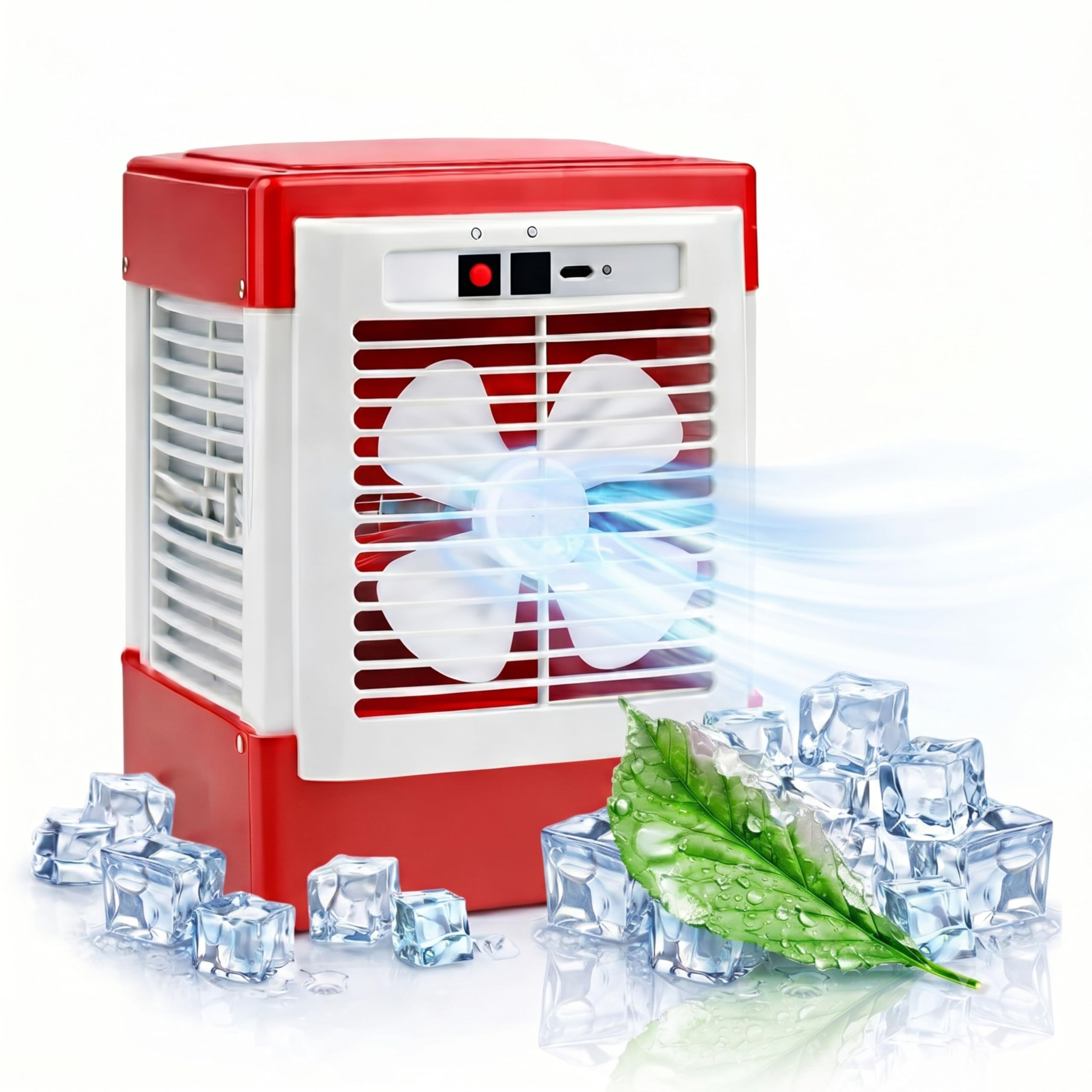 Rechargeable Mini Air Cooler with 500ml Water Tank, Portable Personal Cooling Fan with Adjustable Airflow, Compact Desk Cooler for Home, Office, Bedroom, Study Table & Travel Use (Red)-image-44