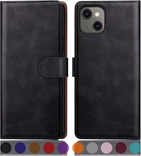 Miniatura 8 de SUANPOT para iPhone 13 (No 13Pro) 6.1 pulgadas 5G con bloqueo RFID Funda de billetera titular de tarjeta de crédito, Libro Flip Funda de cuero PU