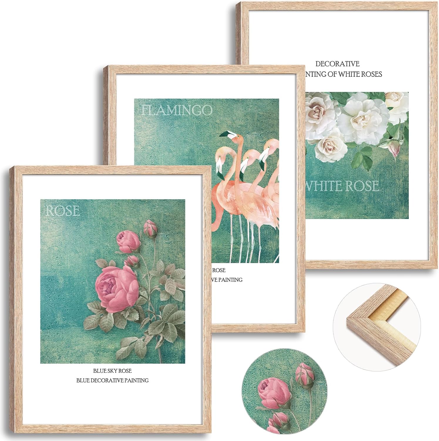 Flower Canvas Wall Art for Living Room,Colorful Wildflower Canvas Framed Pictures Set Of 3 Watercolor Modern Botanical Print Painting for Girls Room Bedroom Bathroom 12x16 Inch