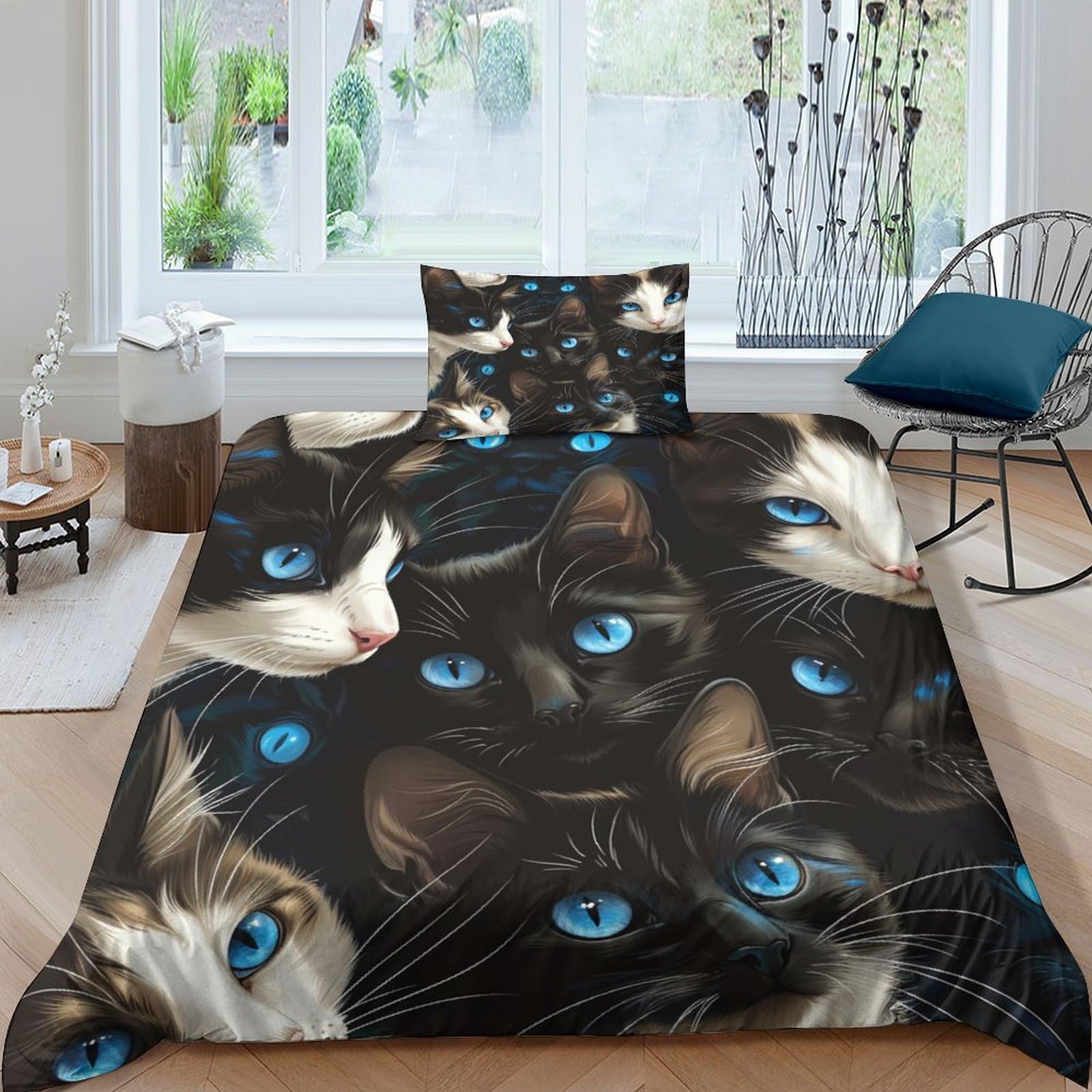 Housse de couette chat 3D respirante résolvant la transpiration nocturne lit simple
