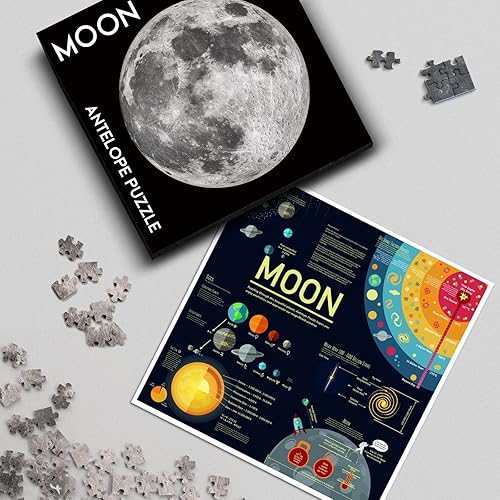 Miniatura 8 de Antelope Paquete de rompecabezas redondo 2 en 1 de 1000 piezas  Tierra  Paquete de rompecabezas espacial de 1000 piezas con luna  Rompecabezas de