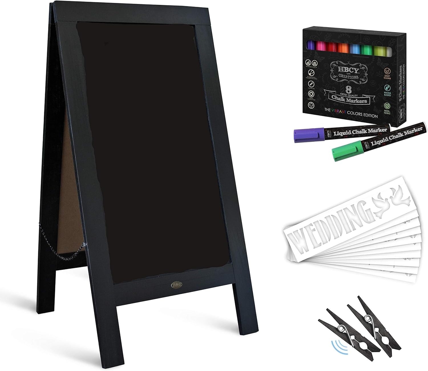Rustic Outstanding Black AFrame Chalkboard Deluxe Set 8 Markers Chalk 1