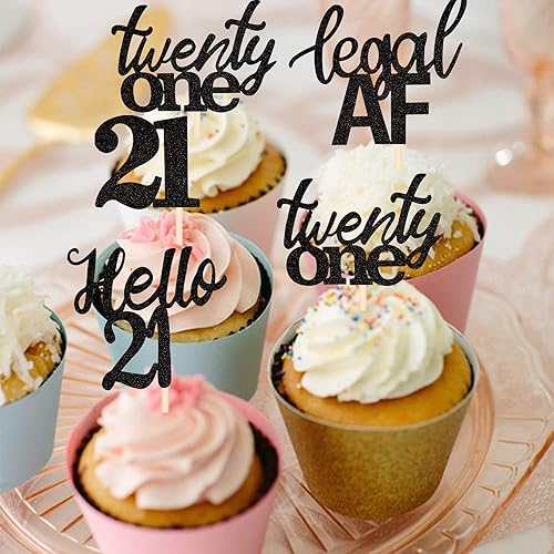 Miniatura 78 de 24 piezas de decoraciones oficiales para cupcakes de cumpleaños número 13 Hello 13 Thirteen Cupcake Picks 13th Birthday Cake Decor Supplies Black