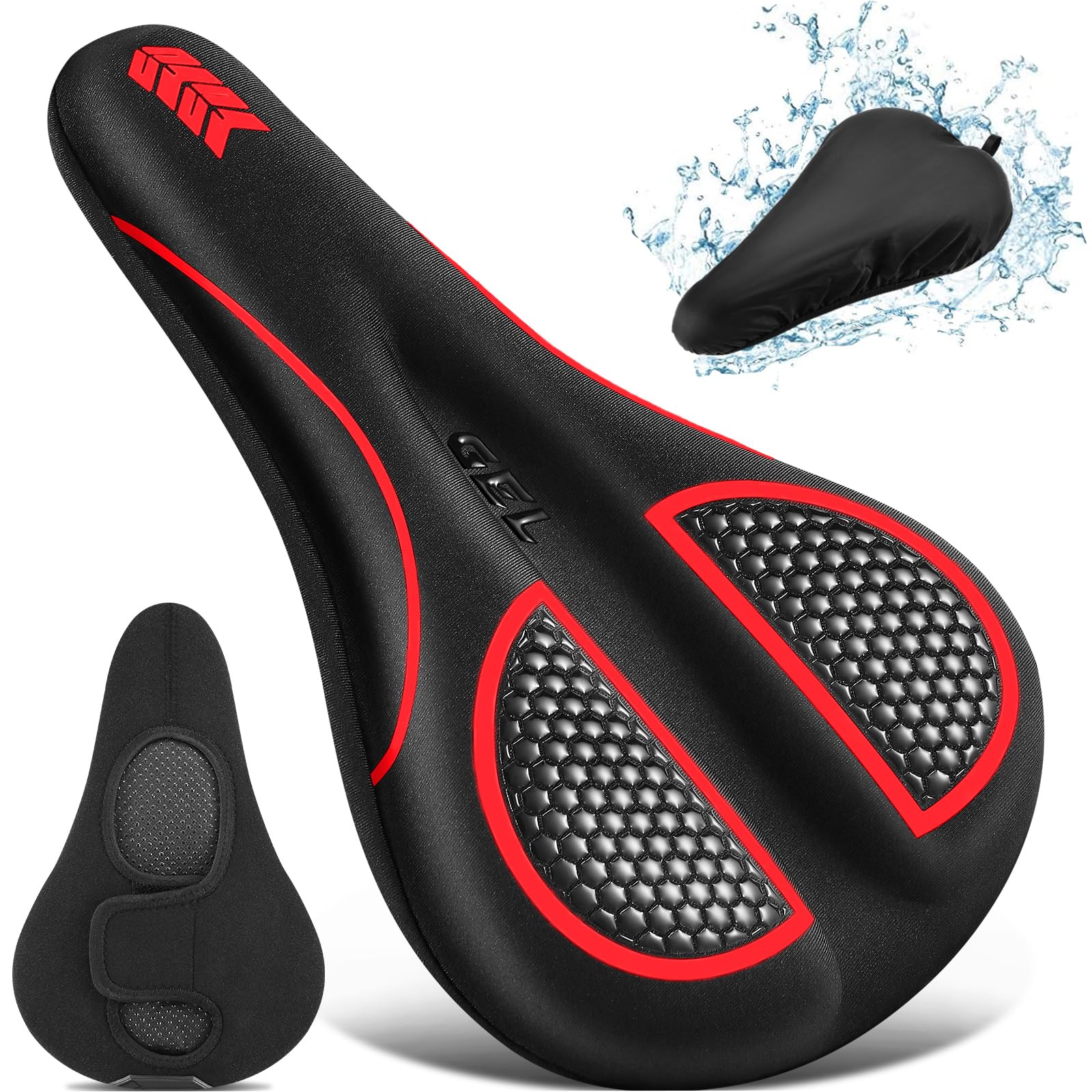 Bike Seat Cushion Gel Padded Bike Seat Cover Extra Soft Comfy for Men Women Comfort,with Peloton Stationary, Exercise, Mountain Bikes, Road &amp; Electric