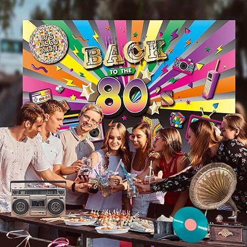 Miniatura 4 de BRT Bearingshui Suministros de decoración de fiesta de los años 80, pancarta de regreso a los 80, telón de fondo de fotografía de los 80, decoración