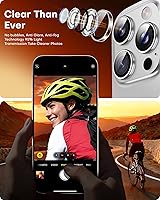 Vista 5 de TOCOL Protector de lente de cámara para iPhone 15 Pro Max/Protector de lente de cámara para iPhone 15 Pro de vidrio templado HD individual