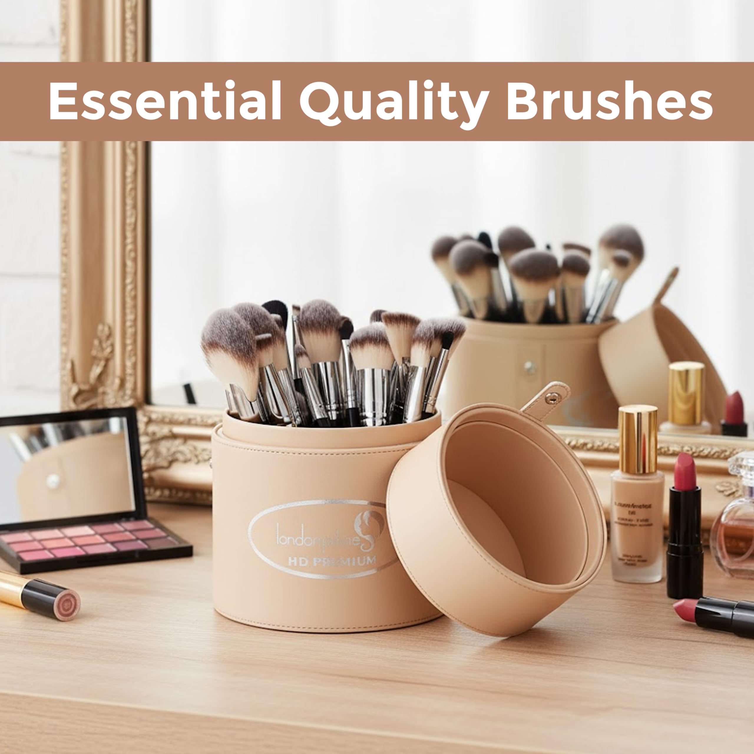 London Prime - Set di 24 pennelli da trucco per viso e occhi, morbidi pennelli professionali per fondotinta, fard, ombretto, correttore e sfumature, set per donne e ragazze