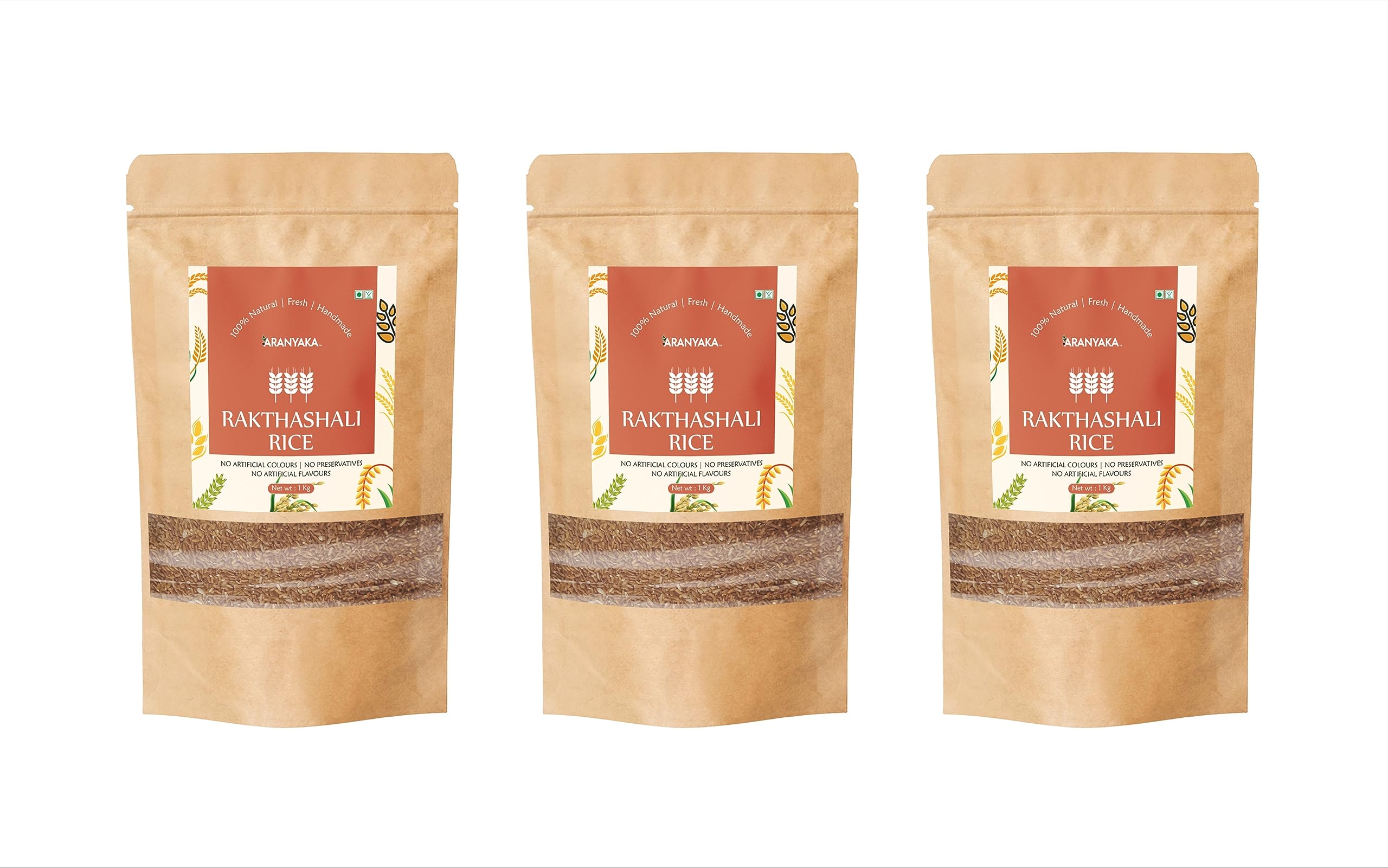 Aranyaka Red Rice | Kerala Rakthashali Rice 3Kg | (Diabetic Friendly, Gluten Free | (Small Grain, UNPOLISHED, RAW) | Healthy Royal Rice| Iron Rich| Blood Purifier | 1Kg (Pack of 3) - 3Kg in Total (B0CD3SCL2V) Amazon Price History, Amazon Price Tracker