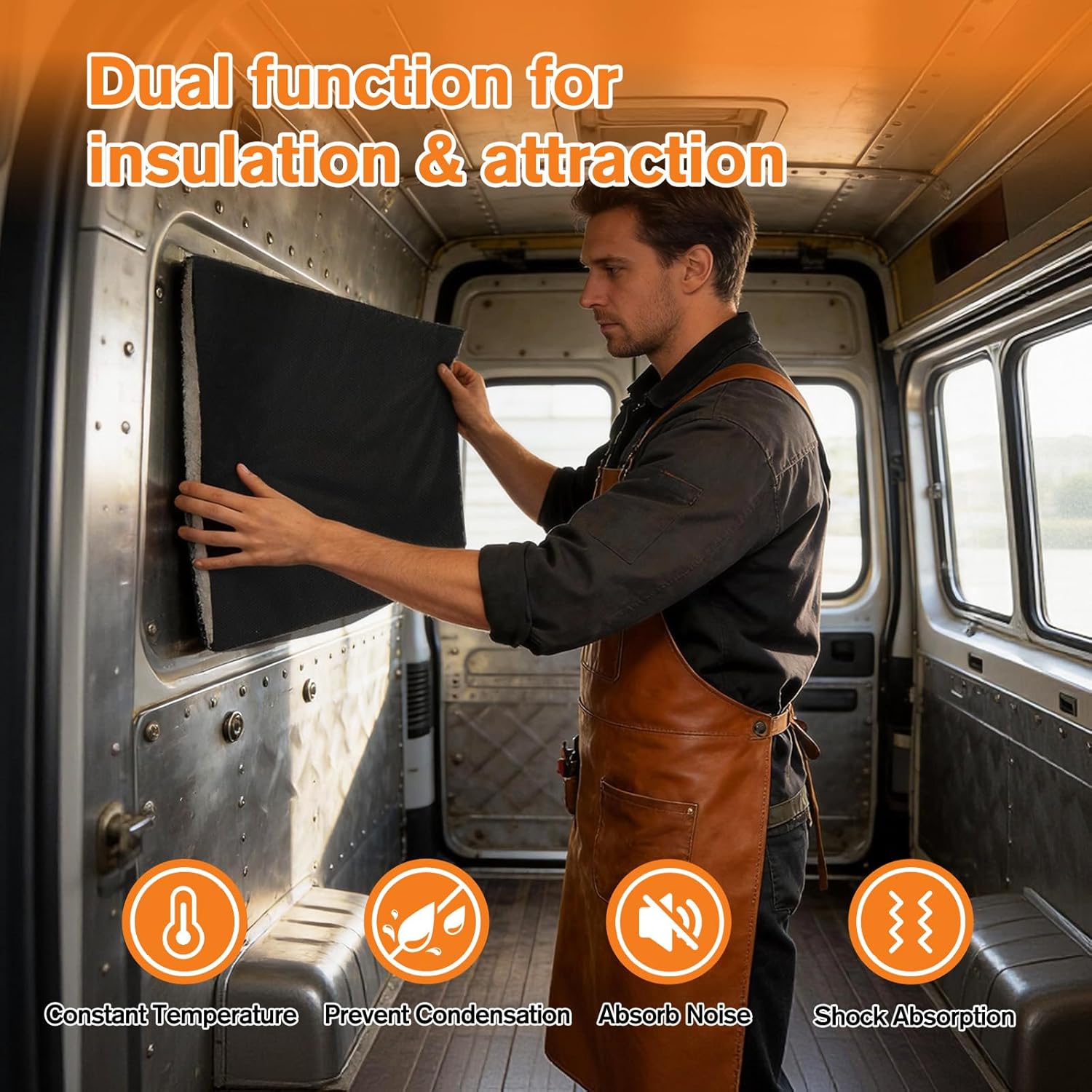 RV Camper Insulation Roll, Water-Resistant Thermal & Sound Barrier, ‎Automotive Camper Van Insulation 16.5" x 315" for Van Conversions, RVs, Trucks