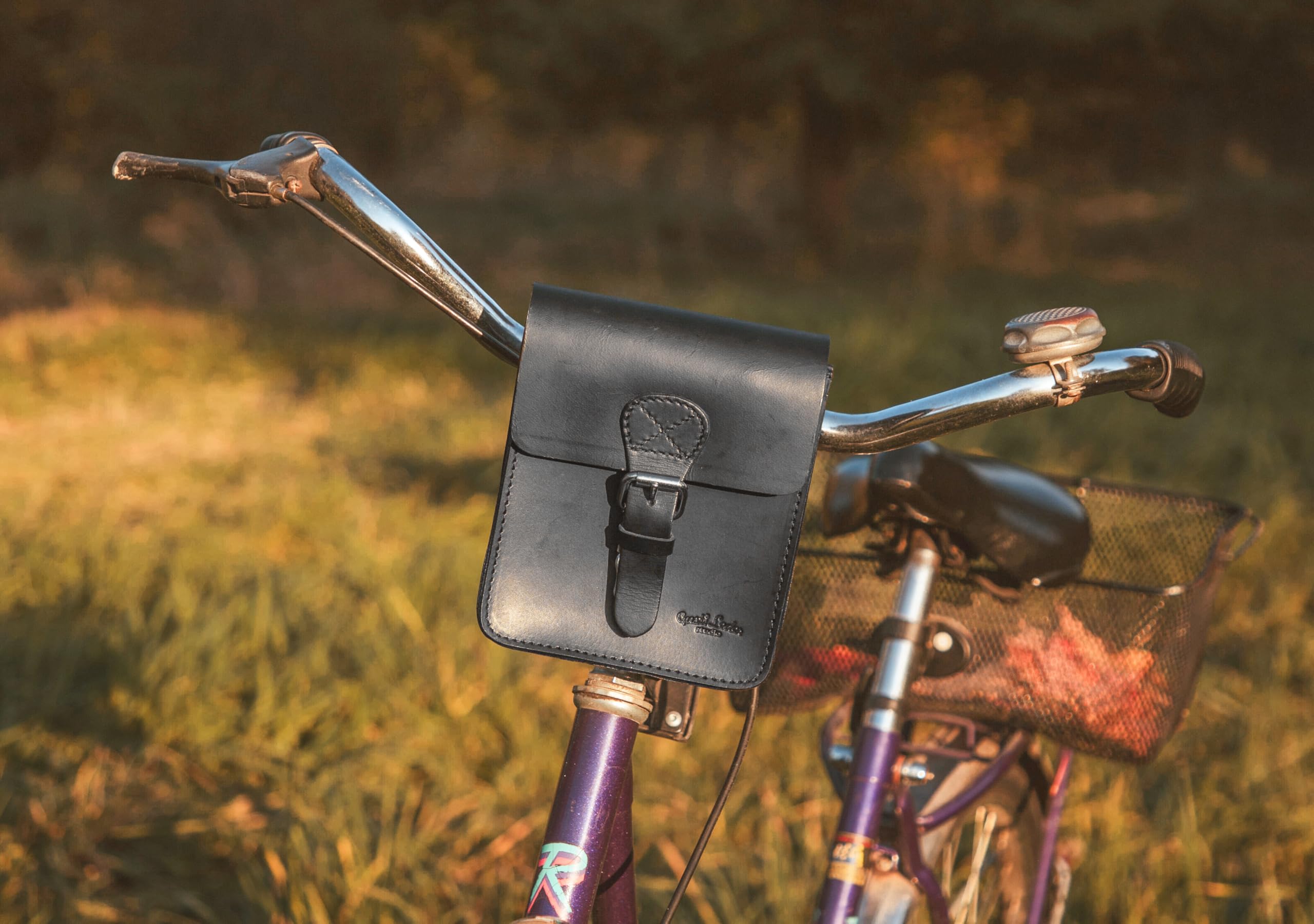 Gusti Sacoche Guidon Cuir - Cadel E. Sacoche de vélo Sac à bandoulière de Ceinture Vintage Cuir Noir