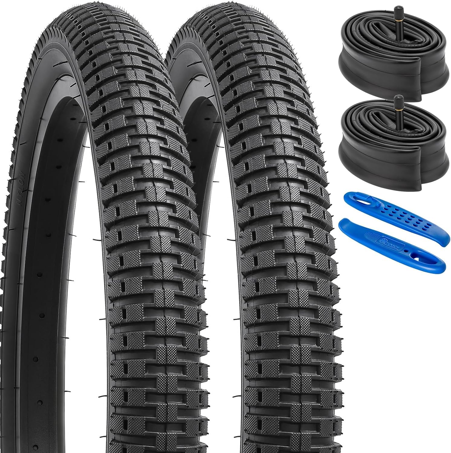 YunSCM 2PCS Pieghevole 20 Pollici Pneumatici 20x2.125 ETRTO 57-406 e 20 Pollici Camera d' Aria AV32mm