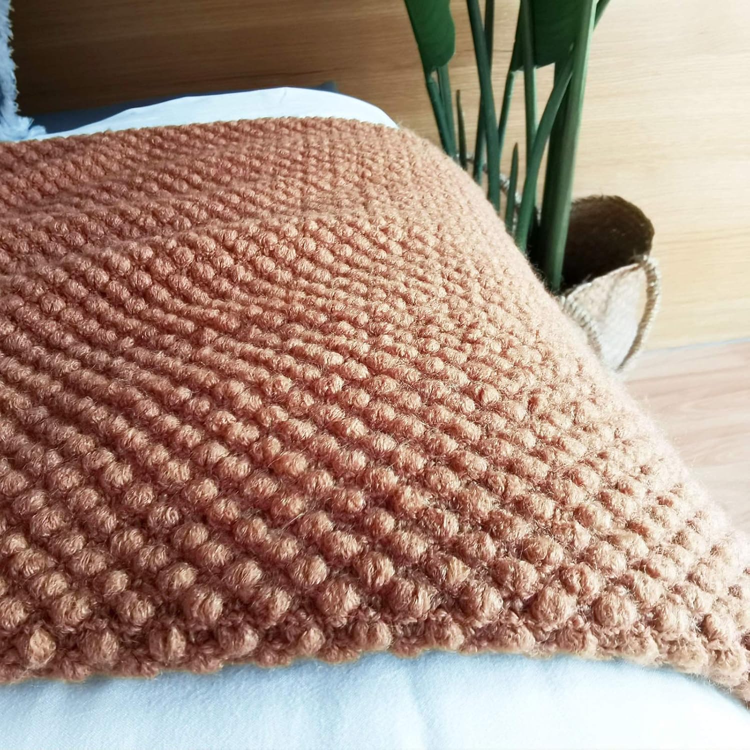 LOMAO Knitted Throw Blanket with Tassels Bubble Textured Lightweight Throws for Couch Cover Home Decor (Caramel, 50x60) : Home & Kitchen