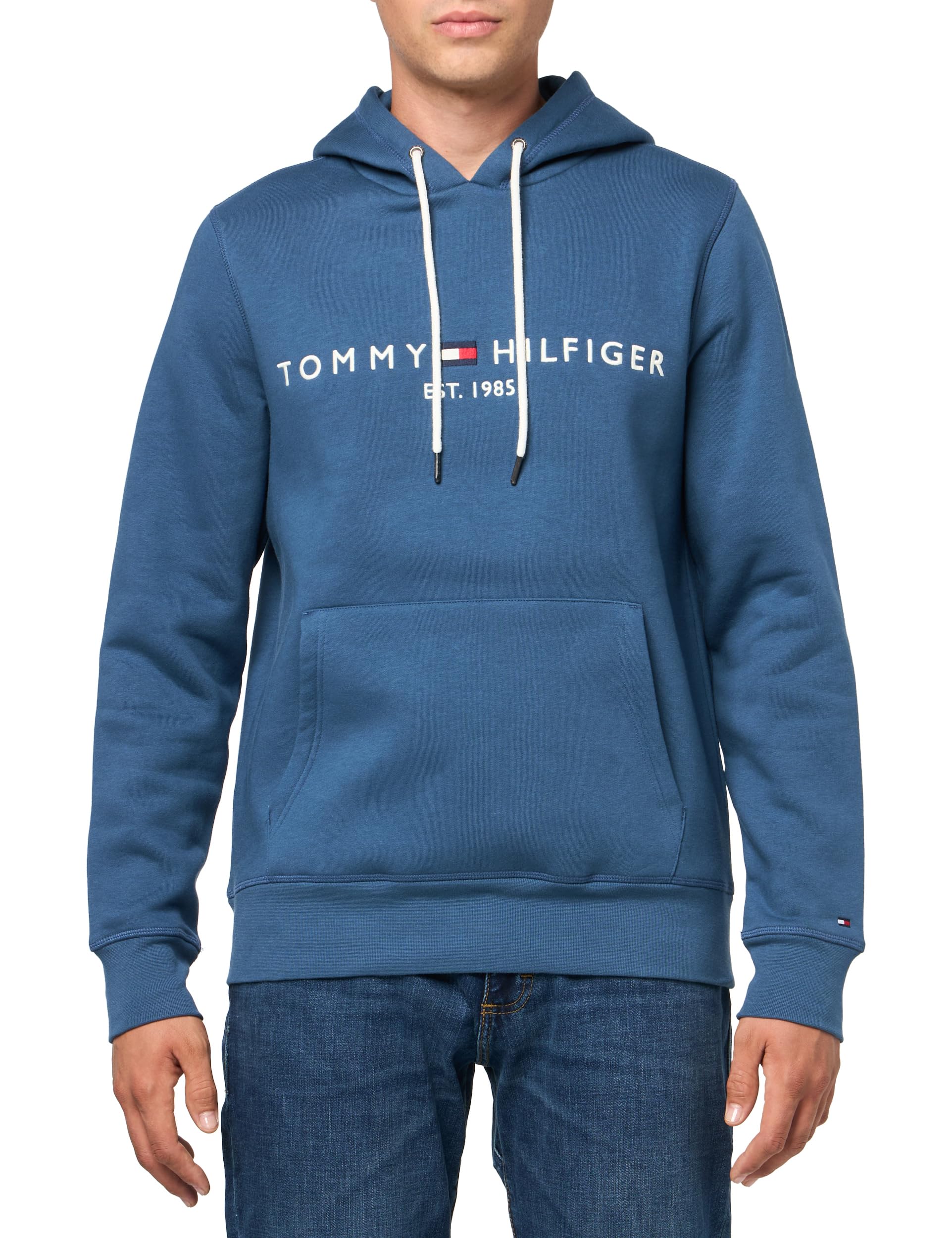 Tommy Hilfiger Men's Medium Weight Fleece Hoodie Sweatshirt With Embroidered Logo, Also Available in Big &amp; Tall