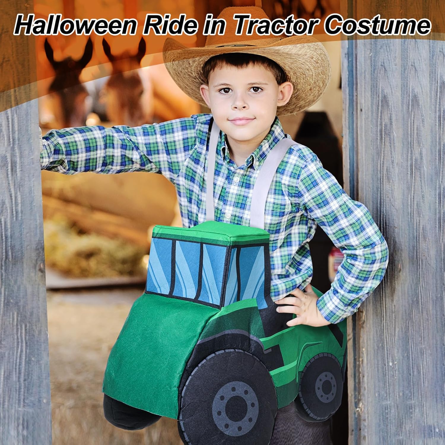 Halloween Ride in Tractor Costume, 3D Tractor Truck for Farmer Cosplay Halloween Costume Outfit