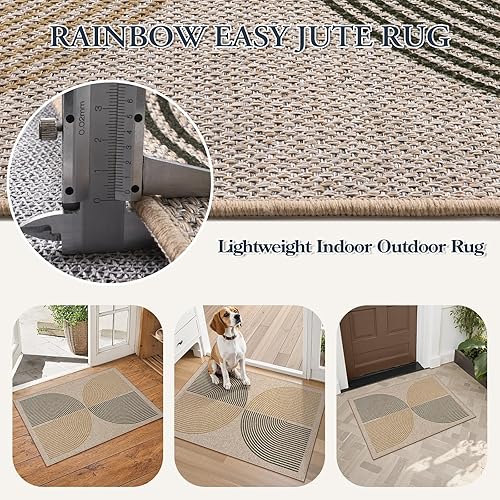 Vista 119 de Lahome Alfombra moderna de yute, de 2 x 8 pies, lavable, para entrada, granja, cocina, antideslizante, para interiores y exteriores, alfombra