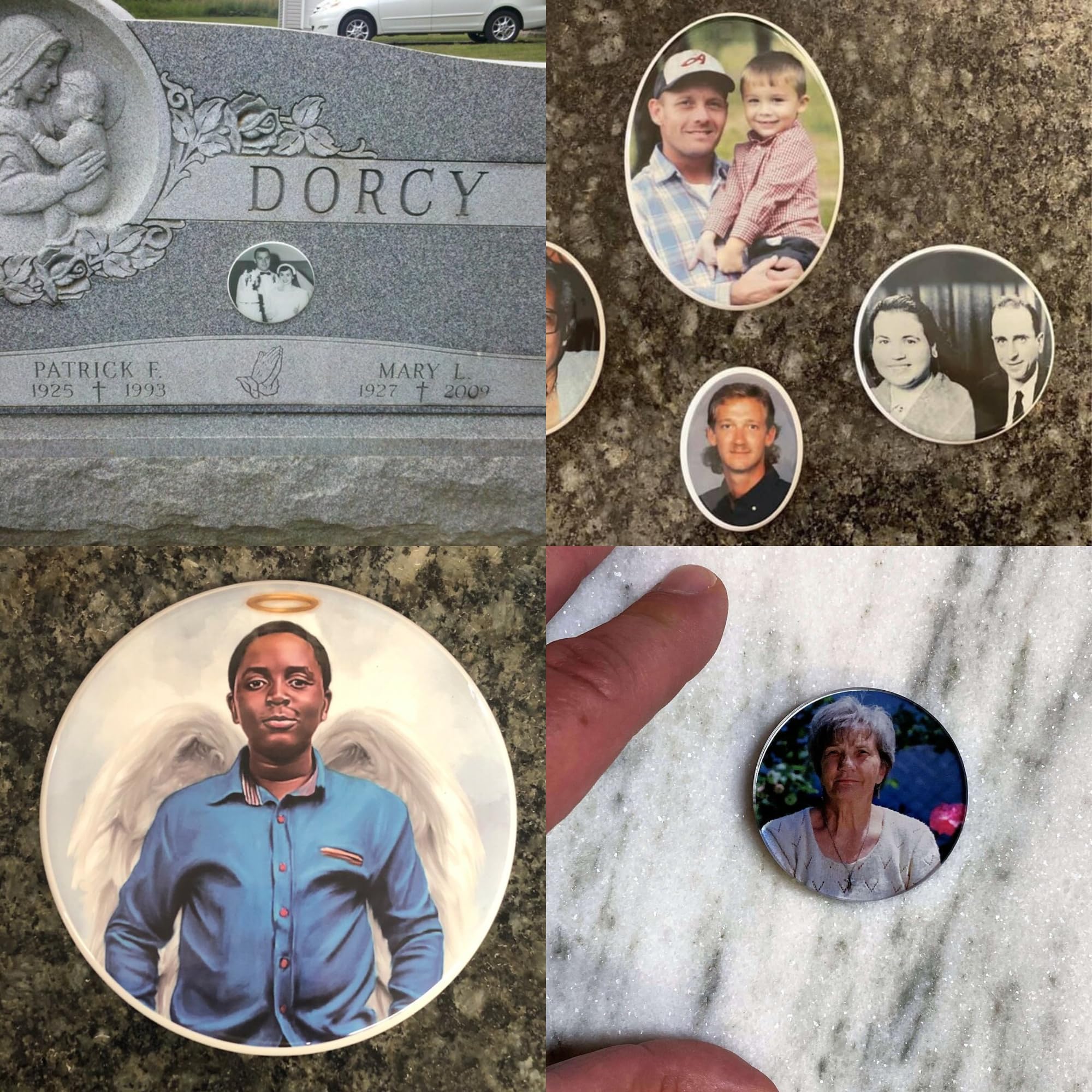 Benutzerdefinierte Gedenk-Foto-Fliese, personalisiertes Grabstein-Keramikbild für Beerdigungsgrabstein – Friedhof-Fototafel, wasserdichte Mini-Grabsteine – rundes Porzellan-Porträt