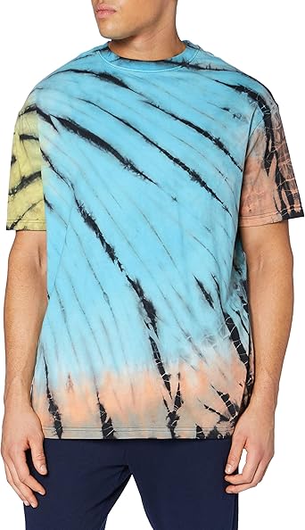 blue and black tie dye shirt