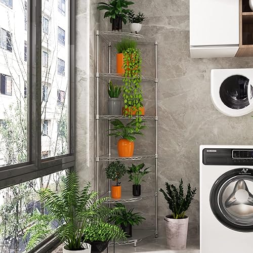 Miniatura 2 de pouseayar Estantería de alambre de metal NSF de 6 niveles, capacidad de 420 libras, ajustable, con patas niveladoras y revestimientos impermeables