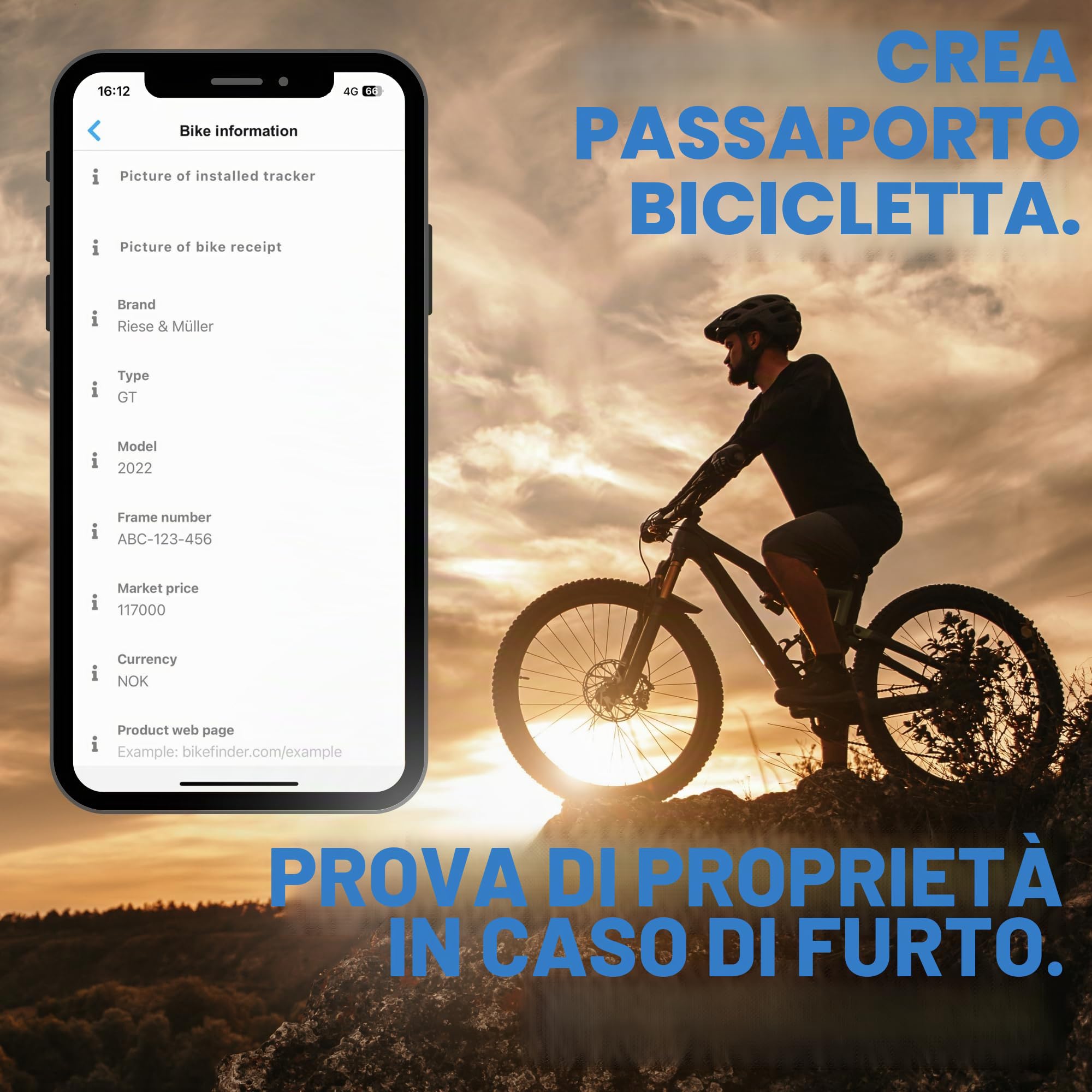 BikeFinder – GPS per bicicletta Tracker, nascosto nel manubrio, dispositivo di localizzazione della bicicletta, protezione antifurto, scheda SIM inclusa – ABO richiesto