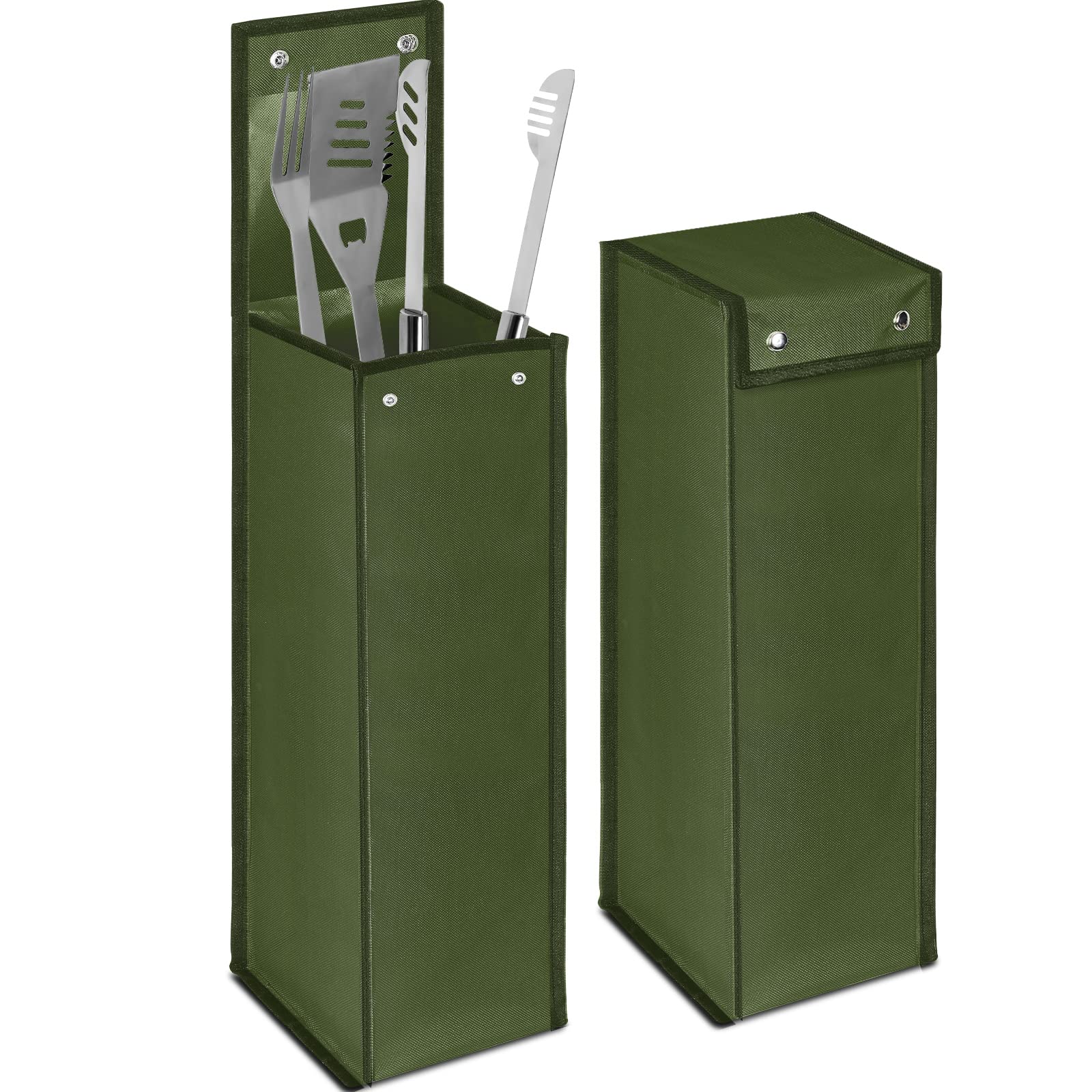 Amylove 2 Pcs Grill Utensil Storage Bag BBQ Tool Holder Pouch,Amy Green