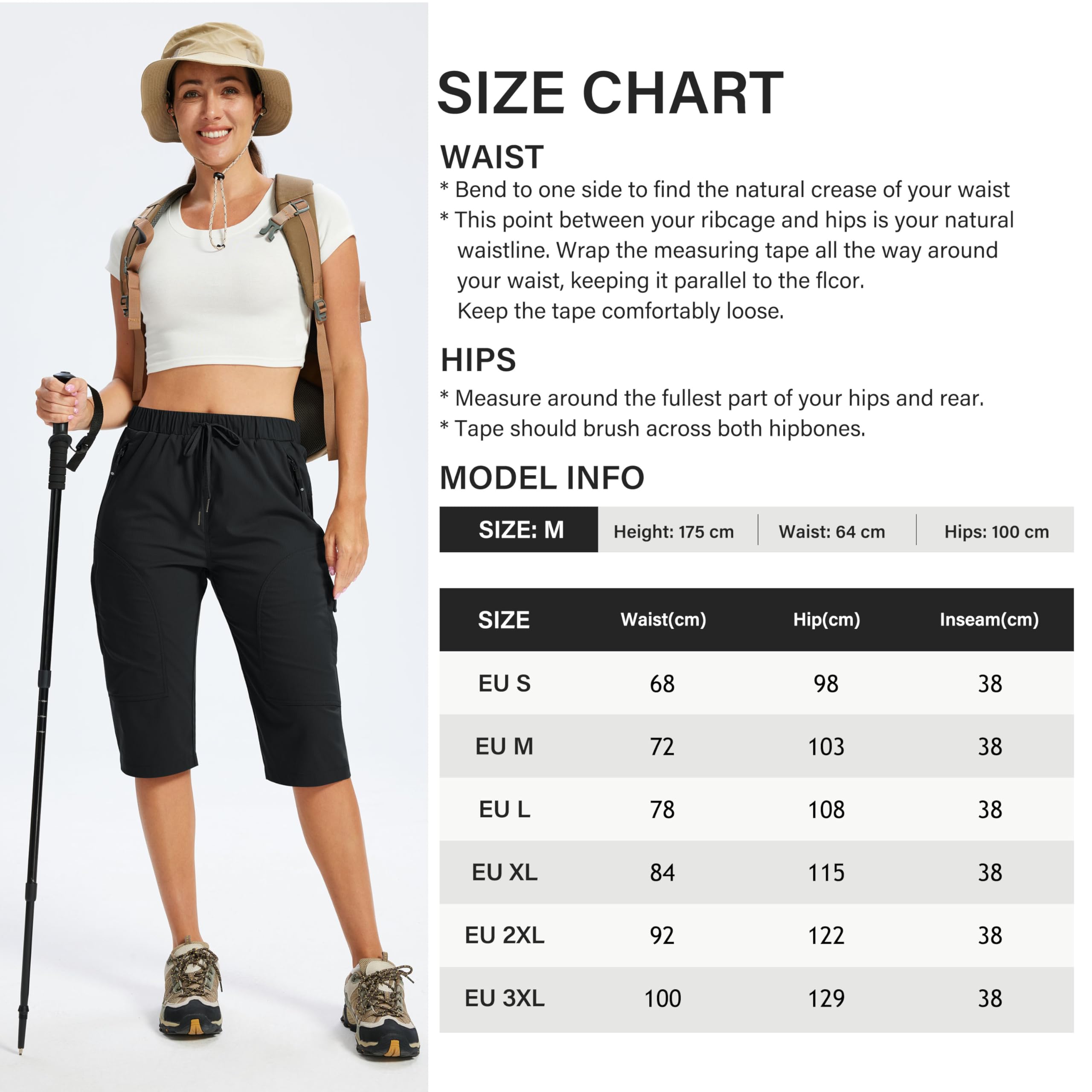 MoFiz Short Cargo Femme Shorts de Randonnée Bermuda Résistant à l'eau UPF 50+ Été Pantacourt de Jogging Extérieur Safari Sport Court avec 5 Poches