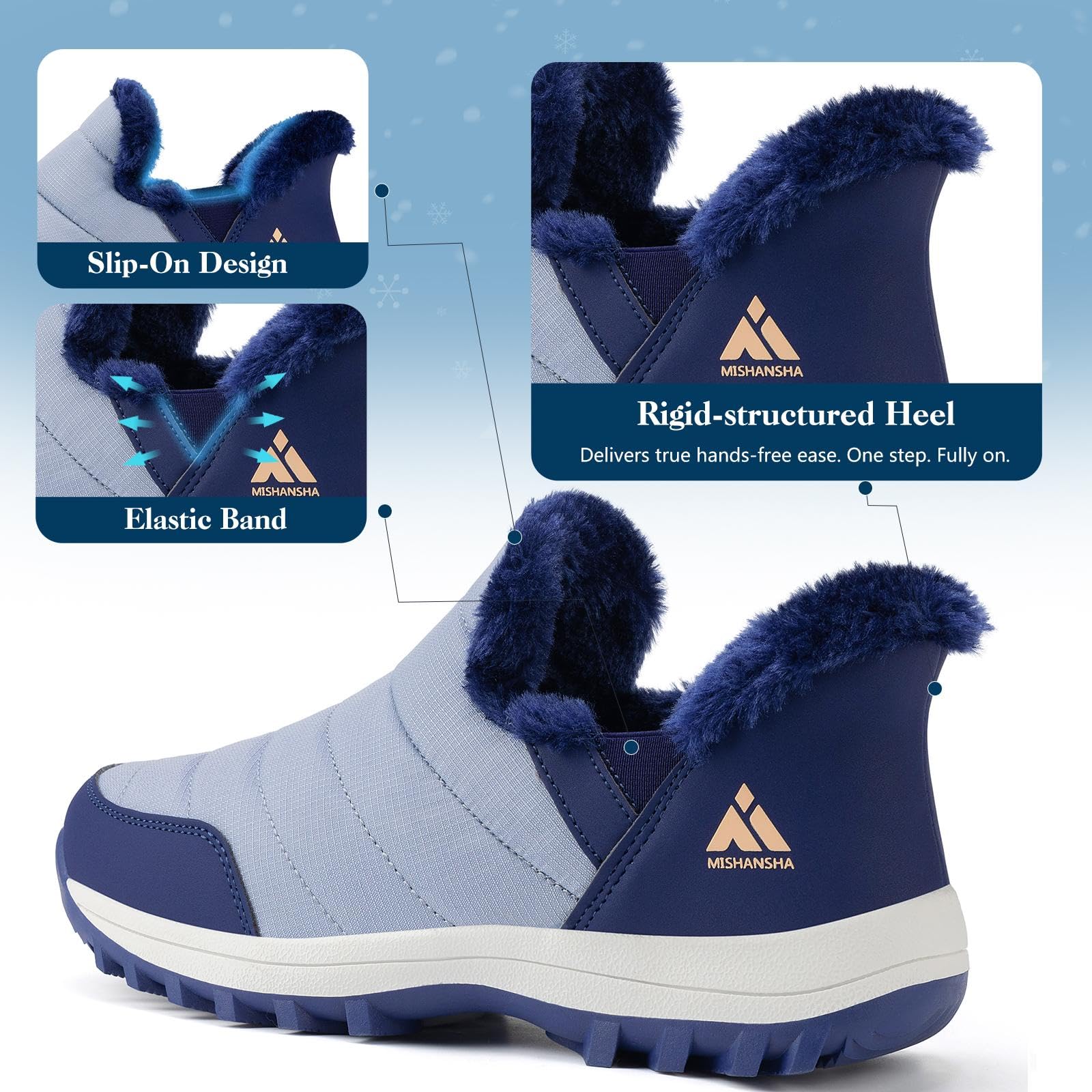 Mishansha Scarpe Invernali da Donna Foderate Antiscivolo Stivali da Neve, Taglie 36-42