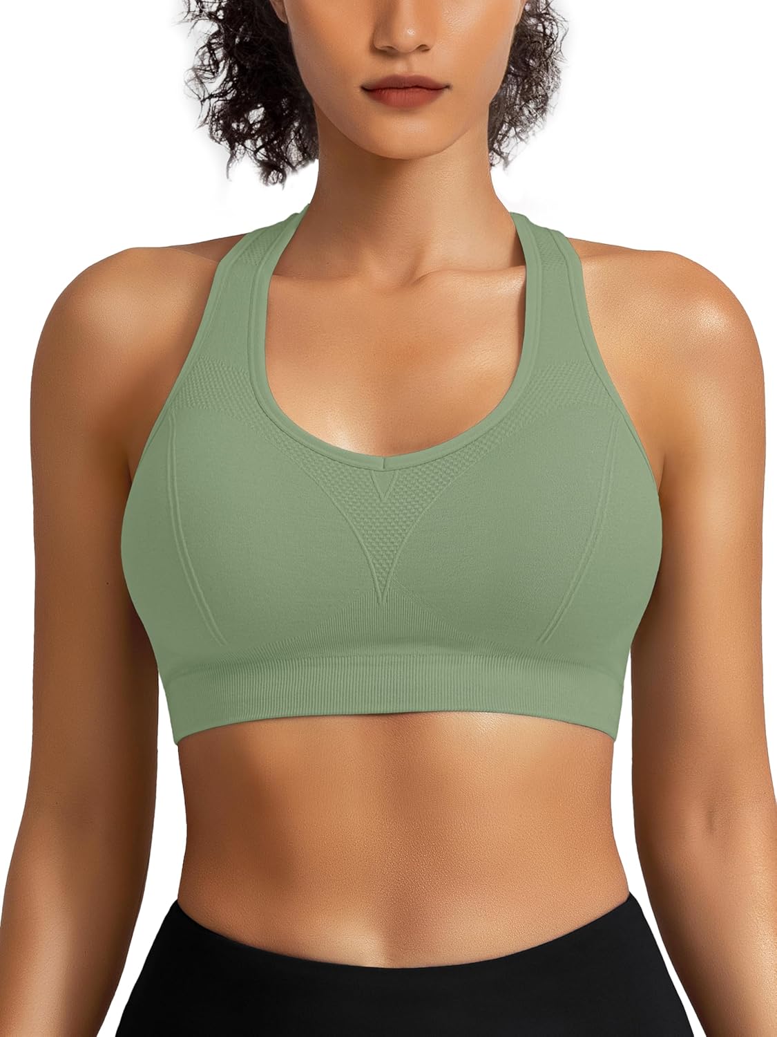 AENLLEY Padded Racerback Sports Bras for Women - Breathable Medium Support for Yoga Gym Workout Fitness - Image 2