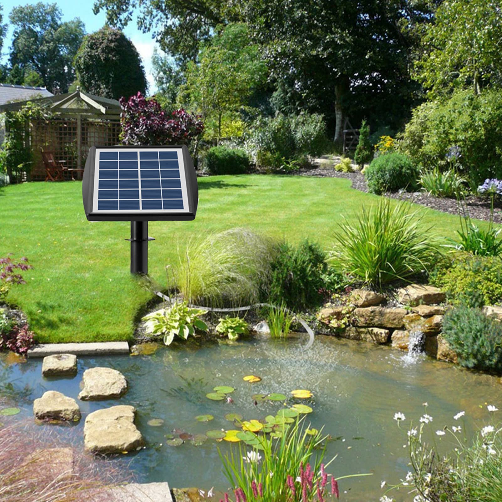 Pompa per bacino solare | Pompa ad aria solare con pannello solare regolabile - Kit aeratore per stagno ad energia solare per acquario per laghetto da pesca piscina serbatoio Pesci di Pacienjo