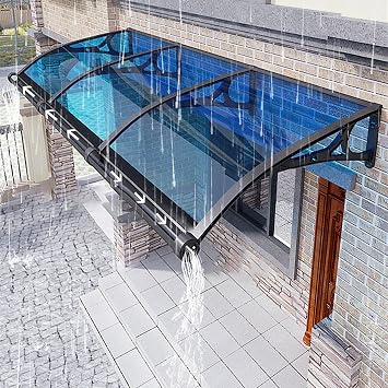 Exterior Aluminum Bracket Terrace Canopies Awnings, Outdoor Polycarbonate Front Door Roof Canopy, Modern Window Awning Door Canopy, UV Rain Snow Protection Garden Awning.  Color Blue , Size L60*