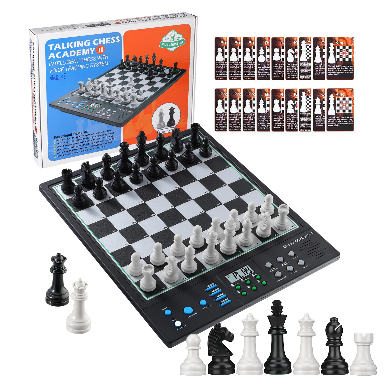 Photo 1 of Advanced Electronic Chess Board, Smart Computer Chess Set, AI Voice Coach Learning for Kids, ELO 2200+ for Improving Players, Magnetic Large Pieces & Board Perfect for Adults, LCD Display(Black)