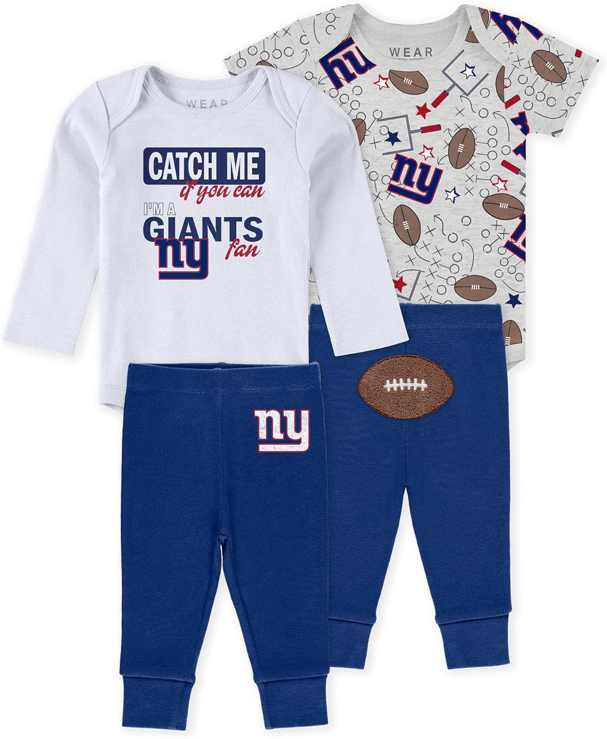 WEAR by Erin Andrews Infant & Newborn New York Giants Three-Piece Turn Me Around Bodysuits & Pant Set