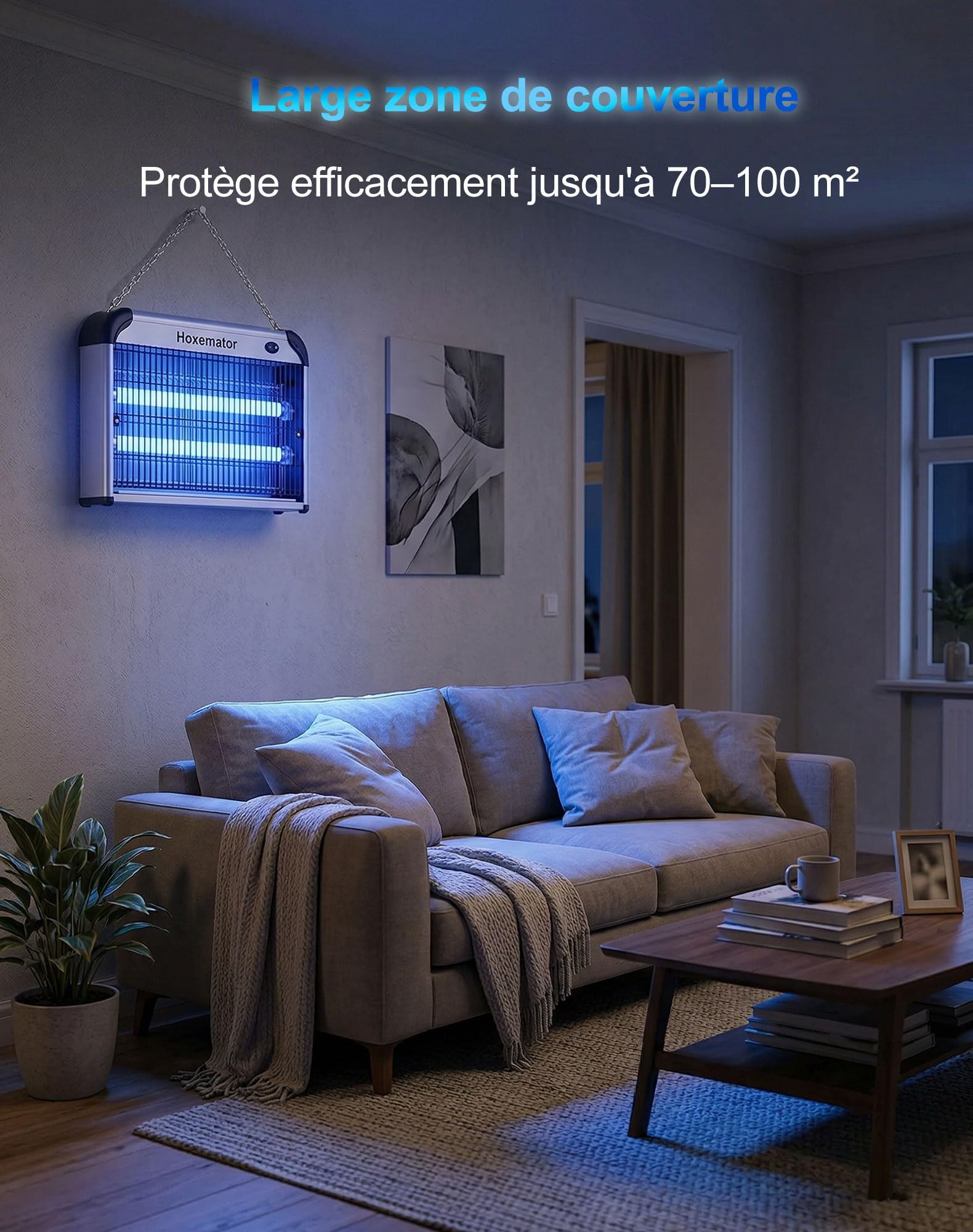 Lampe Anti Moustique Électrique 20W Piège à Moustique Intérieur/Extérieur avec UV 365 nm, 2000V Grille Haute Tension Tue Mouche Efficace Destructeur d’Insectes pour Habitat,Terrasse,Jardin