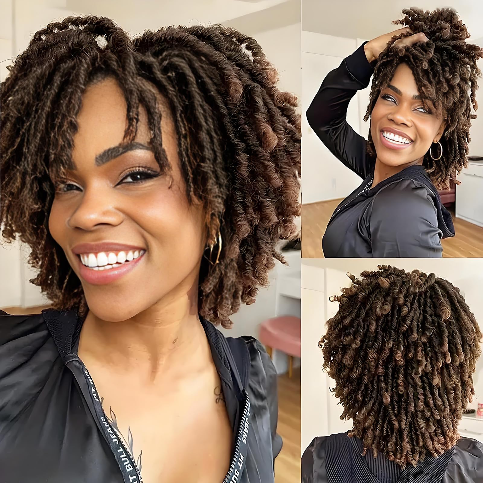 BECUS Perruque Dreadlock Femme Afro Synthétique Marron Style Naturel Usage Quotidien Fêtes