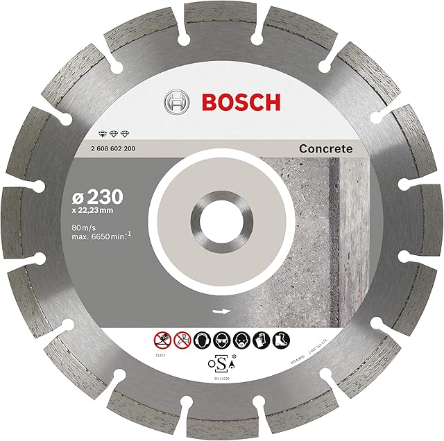 Bosch Professional 1x Standard for Concrete Diamond Cutting Disc (Ø 230 x 22,23 x 2,3 x 10 mm, Accessories for Angle Grinders)