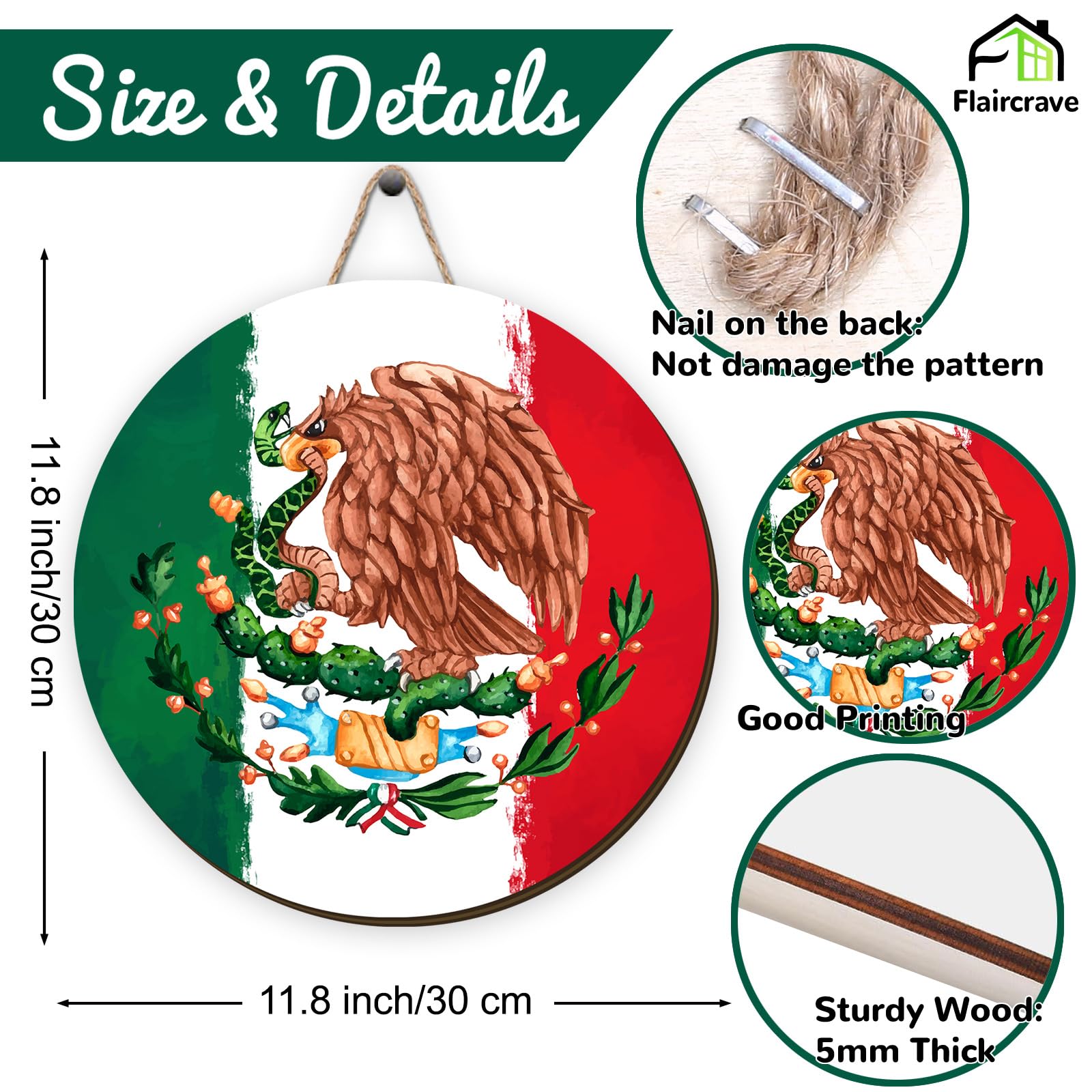 Amazon.com: Mexican Independence Day Wooden Wreaths for Front Door