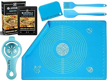 Silicone Baking Mat Roti mat Silicone Chapati Atta Kneading Mat Non-Stick Fondant Rolling Mat Stretchable for Kitchen Roti Chapati Cake Multicolor (Baking Mat 50 * 40 cm)