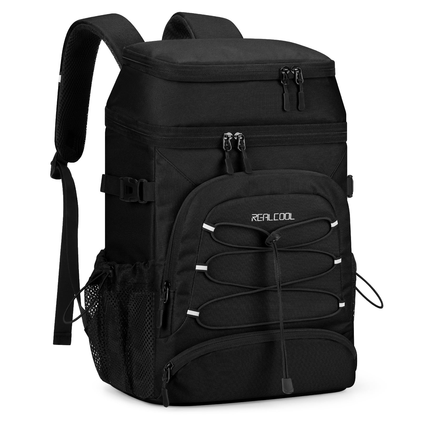 Realcool Insulated Backpack for 33 Cans Waterproof Soft Lightweight Camping Beach Lunch Bag for Men Women 23L Black