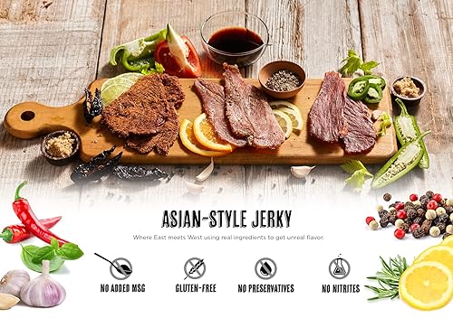 Miniatura 4 de Fusion Jerky - Carne seca artesanal, barbacoa japonesa, 2.5 onzas, todo natural, 0.35 onzas de proteína, carne de origen estadounidense de primera
