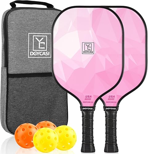 YC DGYCASI Juego de 2 palas de pickleball de fibra de vidrio aprobadas por USAPA, 2025, raquetas ligeras de Pickleball, paquete de 2, 2 bolas de